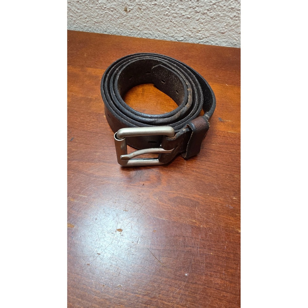 Levis Leather Belt Mens XL Dark Brown Silver Buckle Casual Work Wear